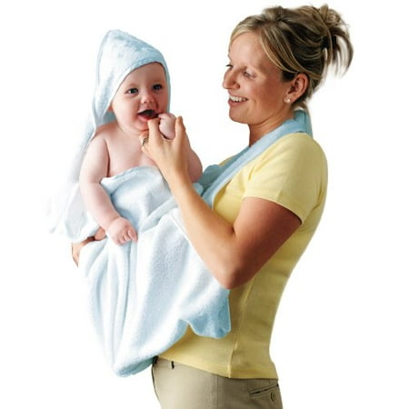 Clevamama Splash and Wrap Baby Bath Towel (Soft Cotton, Blue)