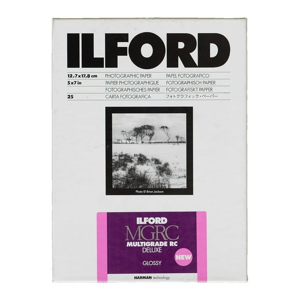 Papel fotográfico Ilford Multigrade V RC Deluxe Glossy, 5 x 7 pulgadas, 190 g/m²