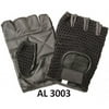 Men's Boys Fashion Medium Size Motorcycle Leather Fingerless Gloves Mesh on Thumb & Front With Padded Palm