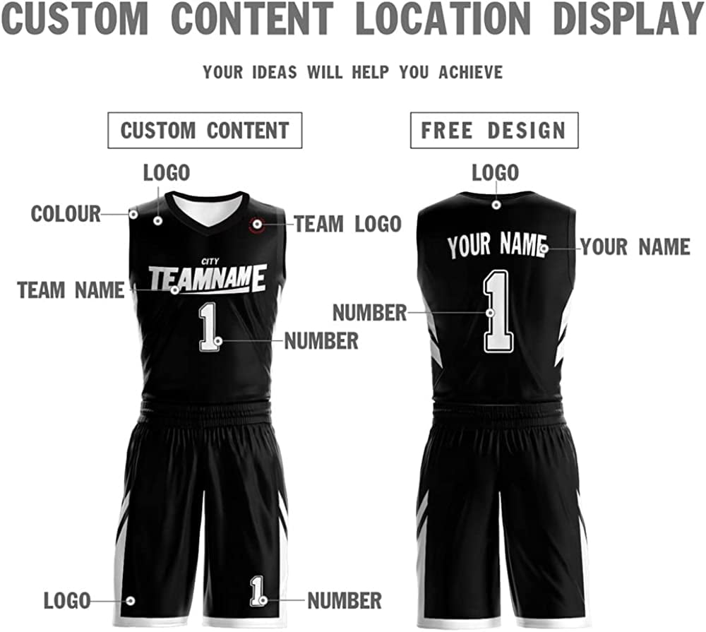  Personalize Your Own Reversible Basketball Jersey Uniform  Custom Name and Number for Men/Women/Youth : Clothing, Shoes & Jewelry