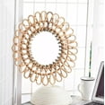 thumbnail image 2 of Home Office Hanging Mirror, Rattan Sunflower Circular Wall Mirror, 16x16in Rattan Wall-Mounted Mirrors with Boho Nordic Style, Circular Sunflower Mirrors for Inodoor Living Room Hallway, 2 of 7