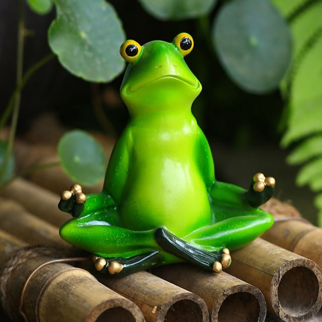 Figura de resina de RANAS | Decoración de escritorio pintada a mano para sala de estar, estudio de yoga y dormitorio | Símbolo de sanación y renovación. Decoración del hogar.
