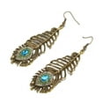 thumbnail image 2 of Cheers Earrings Peacock Feather Rhinestone Vintage Ethnic Style Dangle Earrings for Gift, 2 of 2