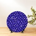 thumbnail image 6 of Picia Beautiful Purple Snowflakes Pattern Bone China Decorative Plate – Wall Decor with Stand and Adhesive, Elegant Ornament for Living Room, Office, or Entryway-8in, 6 of 6