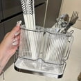 thumbnail image 3 of Organizador de utensilios de cocina transparente de pared XTMPMY: práctico soporte para palillos, cuchillos y cucharas con drenaje. Solución de almacenamiento que ahorra espacio para cocinas pequeñas., 3 of 7