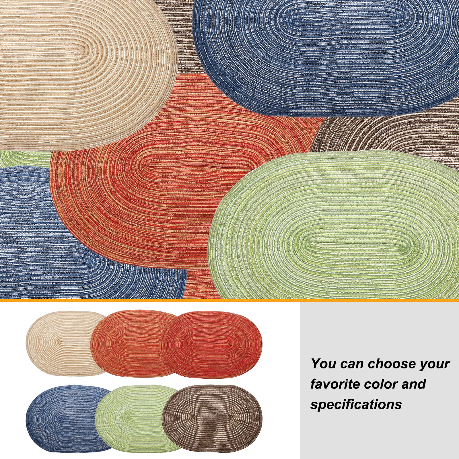 Uxcell 4pcs Oval Braided Placemats 20" Non-Slip Oval Table Mats for Dining Tables Washable Heat Insulation Woven Placemats, Dark Blue