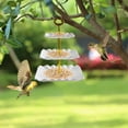 thumbnail image 4 of FeiFu Tiered Bird Feeder and Bath Combo,3-Story Double-Function Hanging Station with Spill-proof Design, Weather Proof Courtyard Garden Bird Feeder White, 4 of 5
