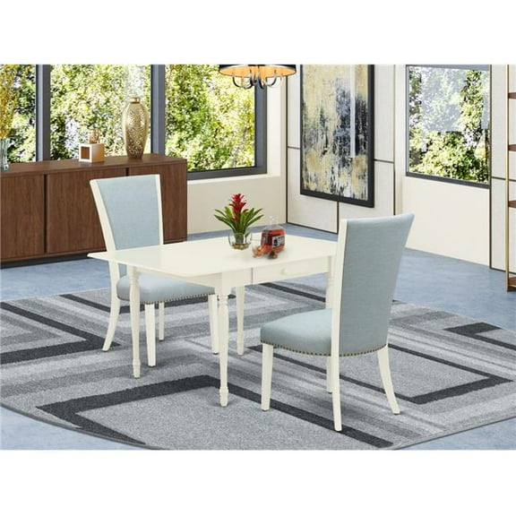 Monza Dinette Set - Linen White & Baby Blue, Set of 2