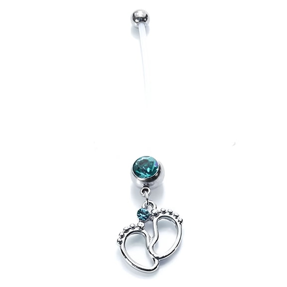 DESIGNICE Baby Feet Flexible Bar Pregnancy Maternity Belly Navel Ring Body Piercing