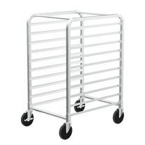 VINGLI 10-Tier Full/Half Sheet Pan Rack, Aluminum Bakery Rack, Speed Rack, Bakers Rack with Lockable Wheels for Home Commercial Kitchen, Restaurant, Cafeteria, Dessert Shop, 20"W x 26"D x 38"H