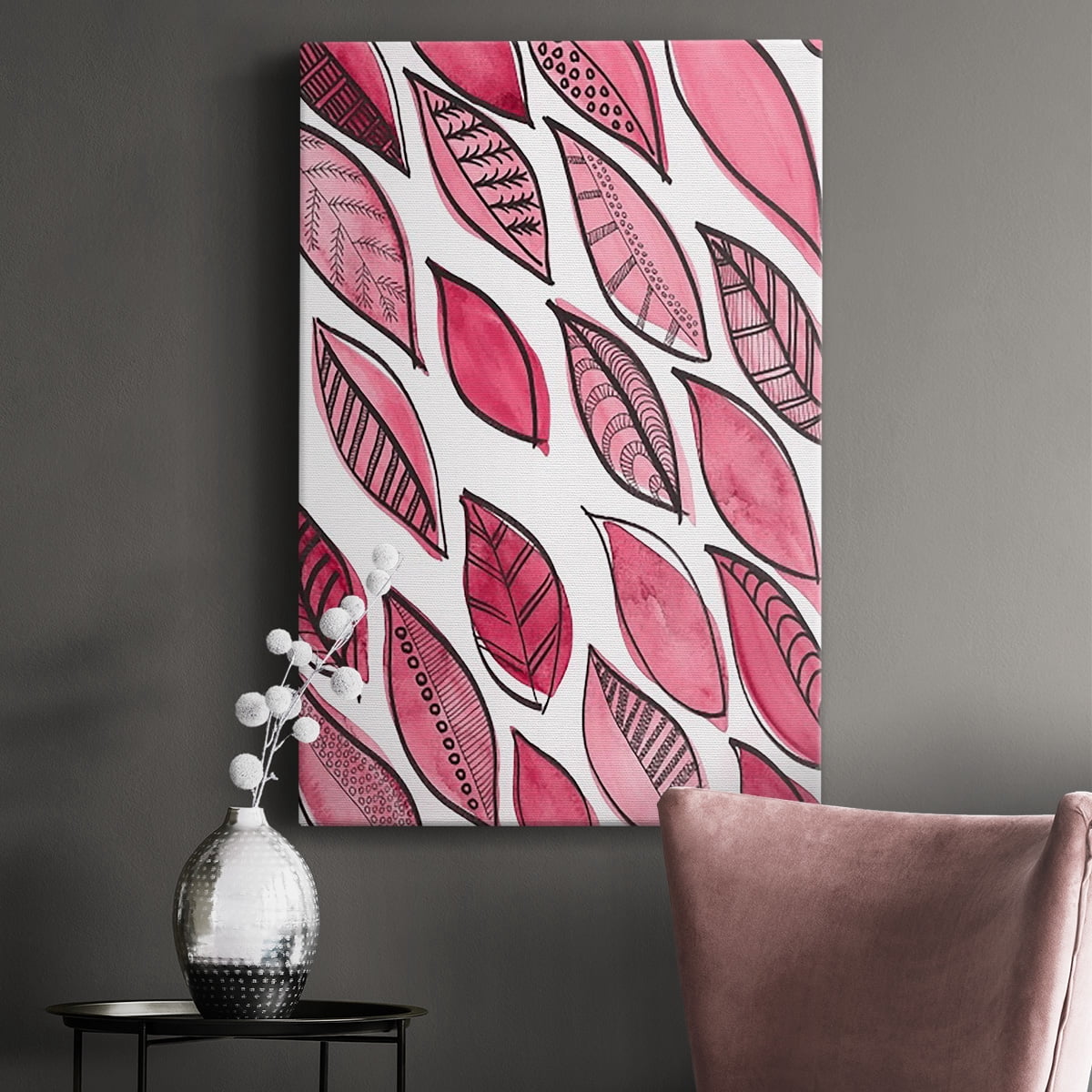 Patterned Leaf Shapes III Premium Gallery Wrapped Canvas - Ready to Hang