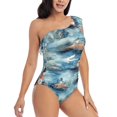 thumbnail image 3 of Honeii Sea Marine And Lighthouse for women's one-piece swimsuit featuring a chic one-shoulder design experience elegance and style in the water-Large, 3 of 6