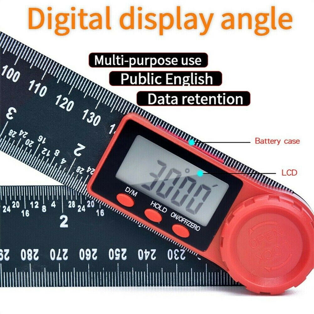 200mm LCD Digital Angle Finder Ruler 8-Inch Protractor Measure Tools CR2032
