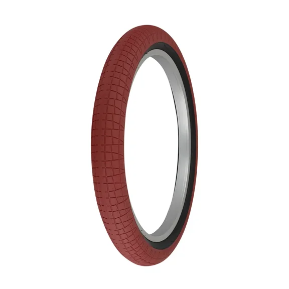 PRO Bike Bicycle BMX Performance Tire 20” x 2.30" Red/Black Sidewall Tire E-2128 Slick Tread