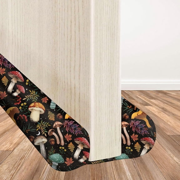 Adjustable 36 Inches Under Door Draft Stopper, Door Noise Blocker, Air Wind Breeze Blocker - Mushroom Black