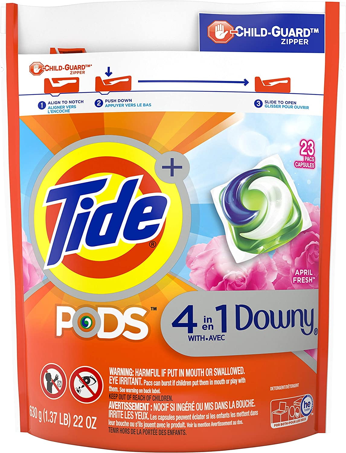 Tide Pods Downy He Turbo Laundry Detergent Pacs, April Fresh Scent, 23