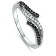 thumbnail image 4 of Women's Wave White Black Cubic Zirconia Ring .925 Sterling Silver Band Jewelry Female Male Size 8, 4 of 4
