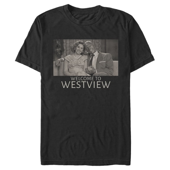 Men's Marvel WandaVision Welcome to Westview Portrait  Graphic Tee Black Large