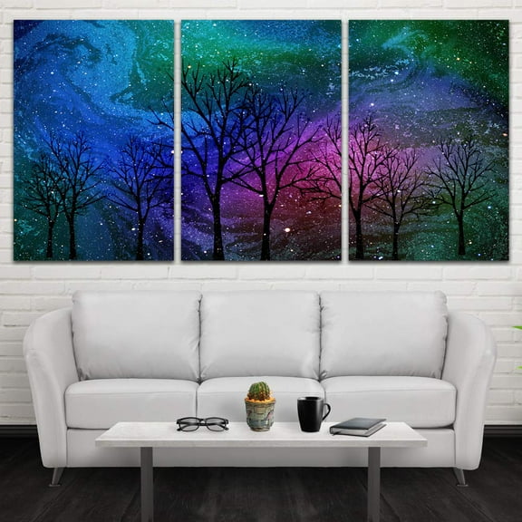 wall26 3 Panel Canvas Wall Art Starry Space Pictures Home Wall Decorations for Bedroom Living Room Paintings Canvas Prints Framed - 16"x24" x 3 Panels