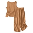 thumbnail image 4 of Vornjynx Kids Girls Outfit Sets Crew Neck Tank Tops and Loose Pants Summer Trendy Holiday Clothes 2 Piece Coffee Size 8, 4 of 10