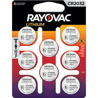 Rayovac 2032 Coin Batteries (8 Pack), CR2032 3V Lithium Batteries, Compatible with AirTag and Tile Pro Devices, Key Fobs, Watches and more
