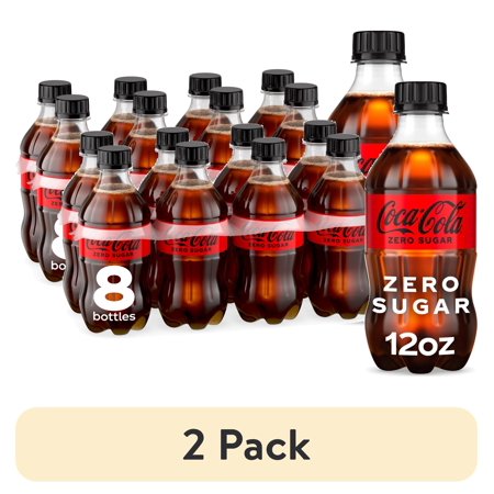 (2 pack) Coca-Cola Zero Sugar Soda Pop Bottles, 12 fl oz, 8 Pack