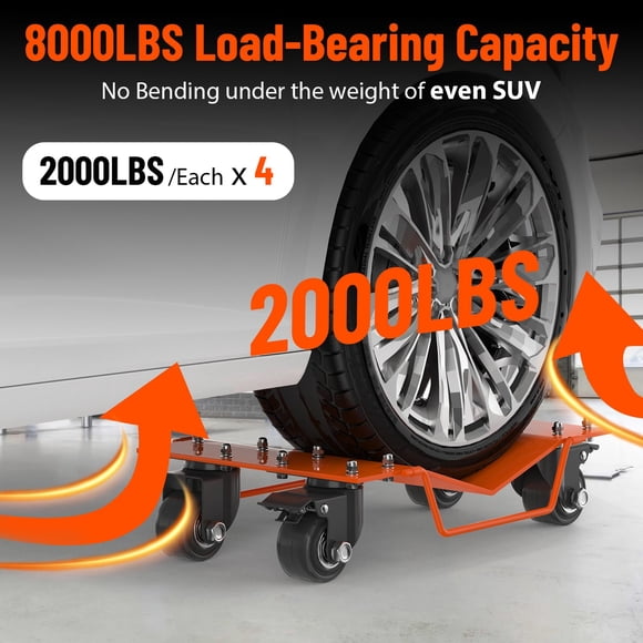 GloryStar Heavy Duty Car Wheel Dolly Set, 8000LBS Car Moving Dolly, Wheel Dollies Car Tire Stake Set of 4 Piece, Car Tire Dolly Cart Moving Cars, Trucks, Motorcycles, Boats, Orange