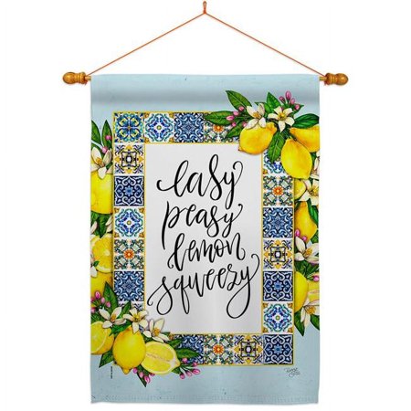 Breeze Decor HS120262-P3-03 Easy Lemon Food Fruit 28 x 40 in. Double-Sided Decorative Vertical House Flag Set for Decoration Banner Garden Yard Gift
