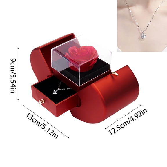 Eternal Roses Gift Box with Design Necklace 100 Languages Love You Birthday Gifts for Her Women Wife Mom Girlfriend on Mothers Day Valentines Day Christmas(Black, Heart)…