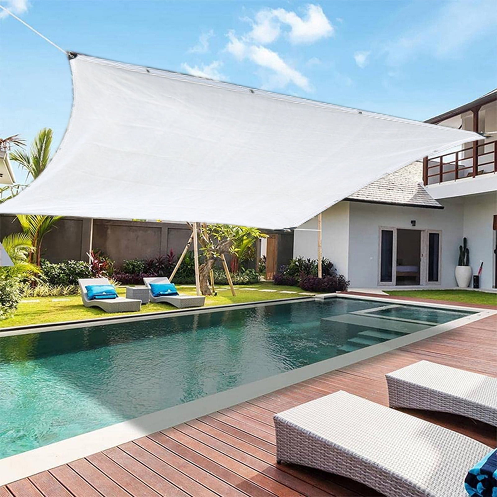 Garden Shade Cloth, Sunscreen Fabric, White Plastic Shade Sail for Patio, Pool, Garden, UV Block, Breathable Mesh, 1 Piece