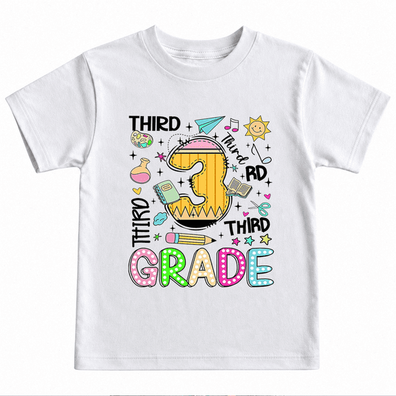 Godmerch Third Grade Shirt for Kids Cute Number 3 Back to School Graphic T Shirt