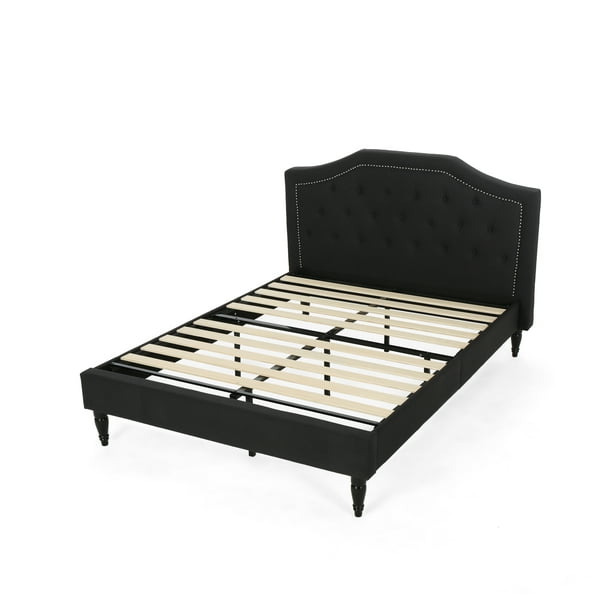 Olivia Contemporary Low Profile Fully, Low Upholstered Bed Frame Queen