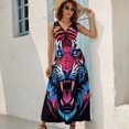 thumbnail image 2 of Tiger Animal Graffiti King Size Sleeveless Dress Dresses Summer Women Dresses Clothing Woman Dresses Dress, 2 of 6