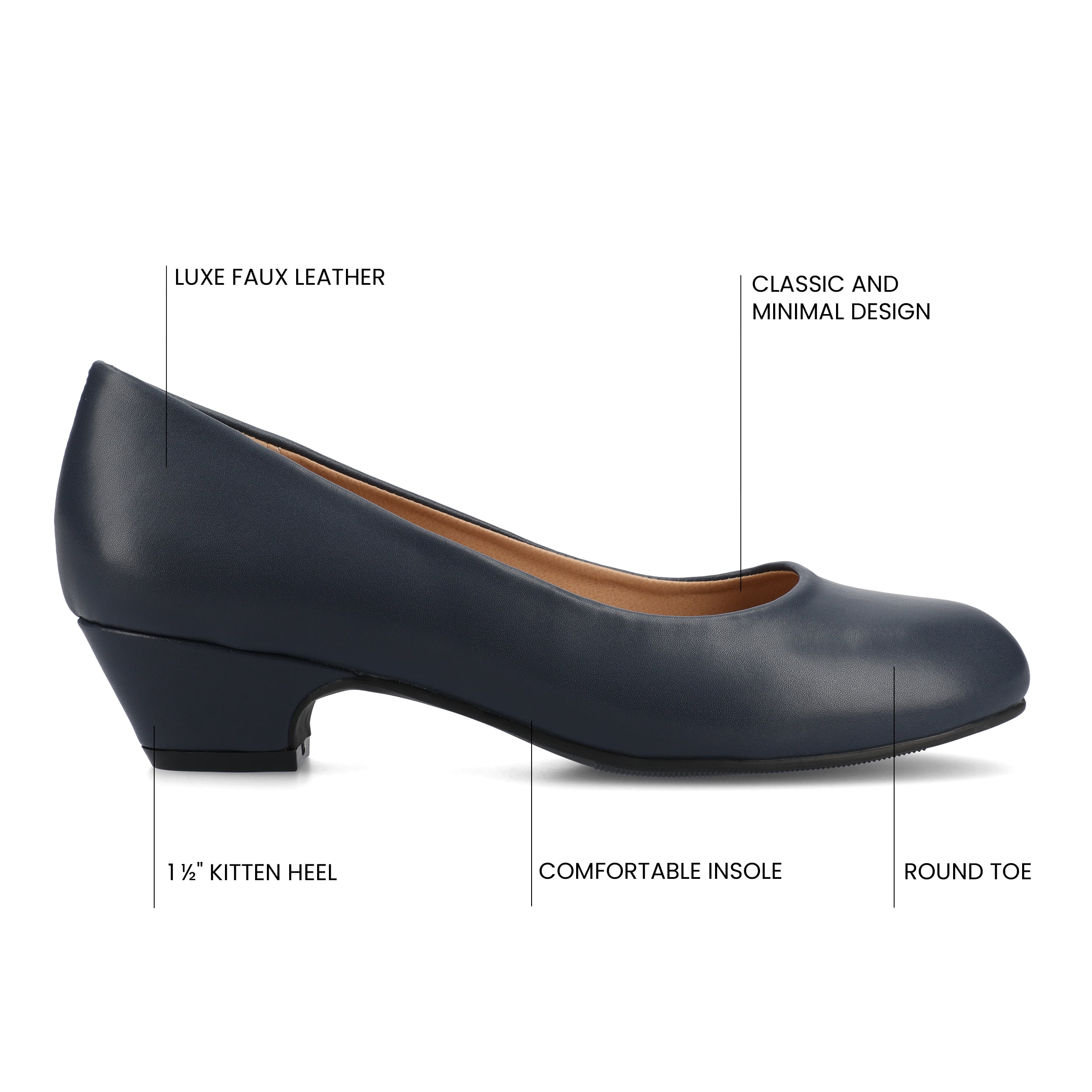 Journee Womens Saar Comfort Insole Round Toe Block Heel Pumps