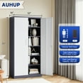thumbnail image 2 of AUHUP 71" Metal Cabinet with Locking Doors and 5 Adjustable Shelves, Gray White Garage Storage Cabinet for Warehouse, Basement, Home Office, Tool File Storage Utility Cabinets, 2 of 8