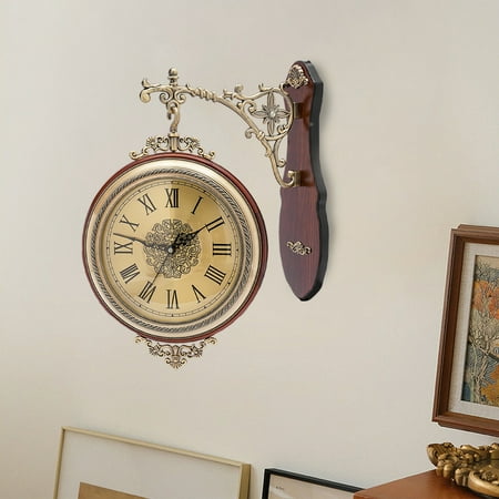 1 PCS Round Clock, Vintage Wall Clock, Double Sided Clock, Product Size(H*W): 46*37cm/ 18.1*14.6in