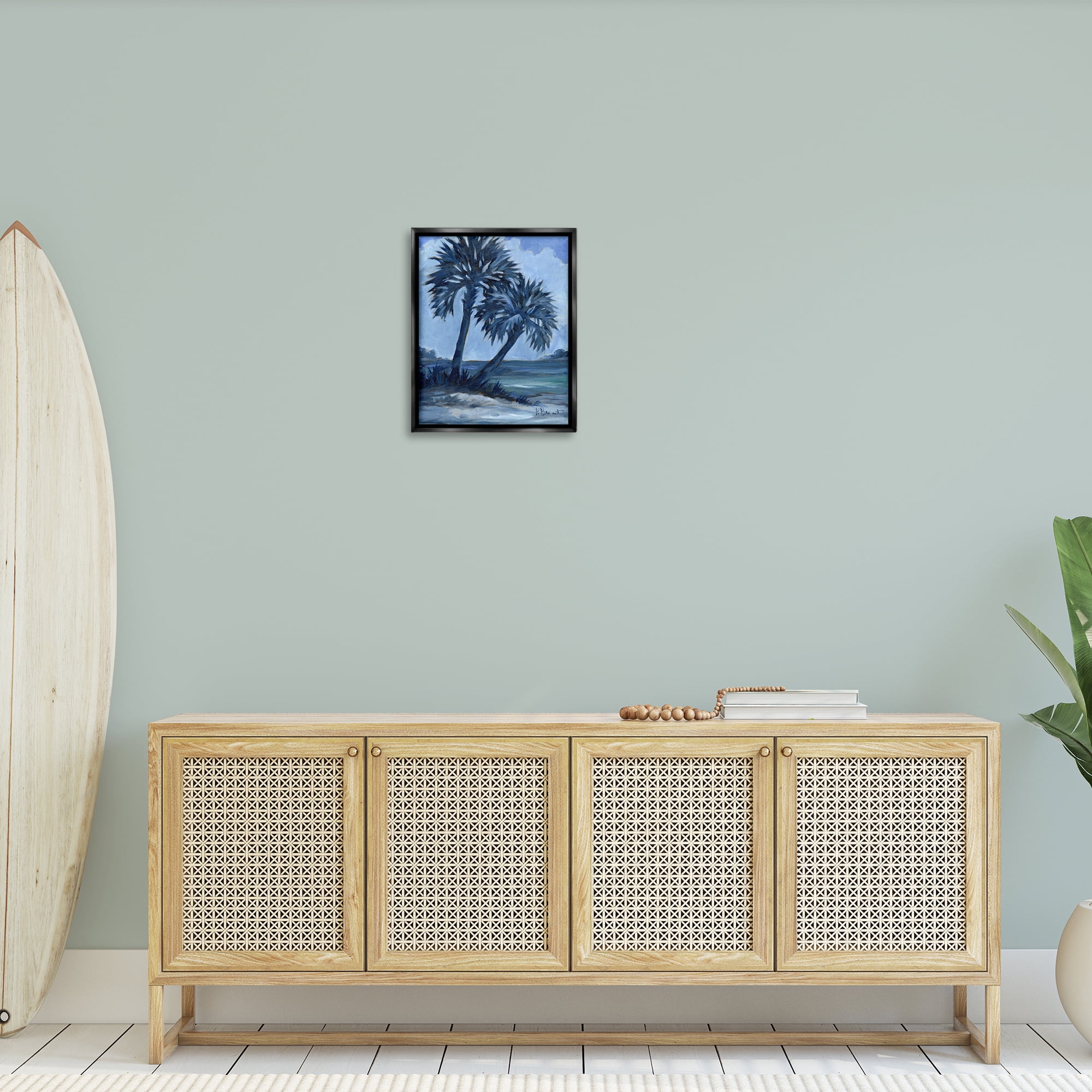Stupell Industries Impressions Of Palms Landscape & Nature Painting Black Floater Framed Canvas Art Print Wall Art, 17 x 21