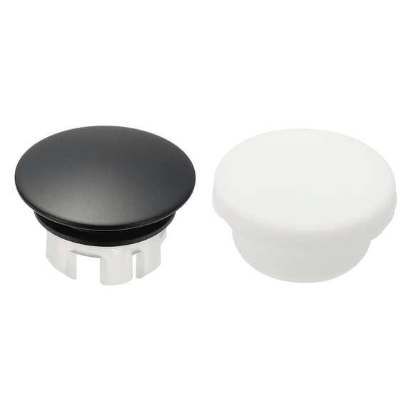 Uxcell 2Pcs Sink Overflow Ring, Universal Sink Overflow Drain Cover, Insert in Hole Double Layer Cap Round Caps for Bathroom Kitchen Basin Wash Basin, Matte Black/White