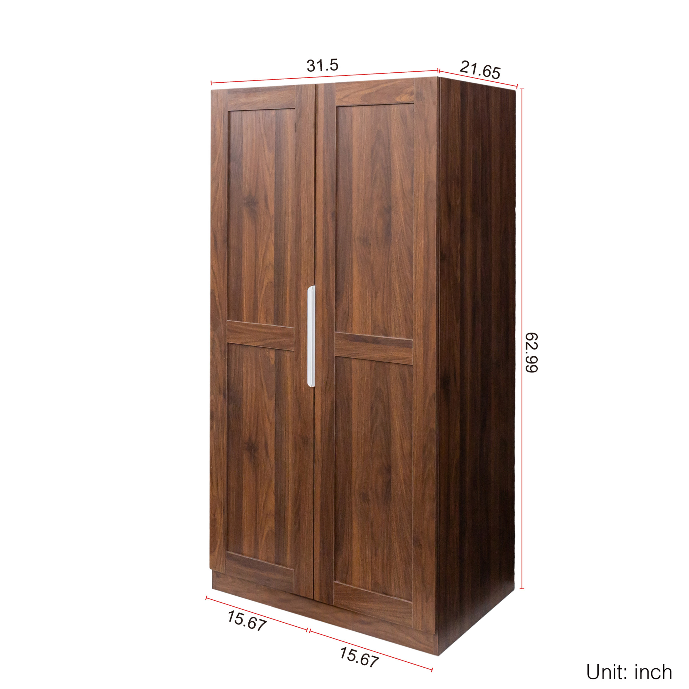 Noble House Kitchen Pantry Storage Cabinet, Freestanding Buffet Sideboard with Doors & Shelves, for Dining Room, Walnut