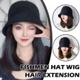 thumbnail image 4 of RYGRZJ Dark Brown Japanese Style Wig Hat All-In-One Female Spring And Summer Net Red Bucket Fisherman Hat Medium Long Hair Inner Buckle Full Head Cover Clavicle Straight, 4 of 5