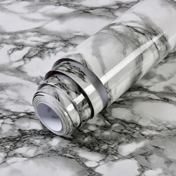Yeacher Marble Pattern Water-resistant Moistureproof Removable Self Adhesive Wallpaper Peel & Stick PVC Wall Stickers for Living Room Bathroom Kitchen Countertop 2#