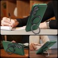thumbnail image 3 of Allytechgroup Magnetic Case for Samsung Galaxy S22 Plus, Built-in Invisible 360° Rotatable Kickstand, Compatible with MagSafe, PU Leather Slim Shockproof Protective Phone Case Cover, Darkgreen, 3 of 6