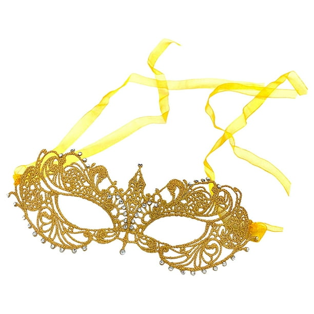 Máscara de encaje para mujer, máscara de media cara, elegante, suave y delicada, máscara de mascarada de encaje Correa de hilo dorado