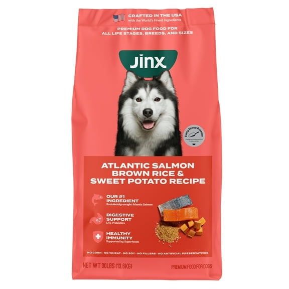Jinx Salmon, Brown Rice, & Sweet Potato Dry Dog Food, 30lb. Bag
