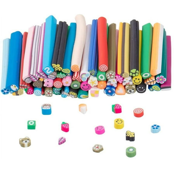 50PCS Mixed Styles Polymer Clay Cane Slices Nail Art Stickers Nail Art Decoration