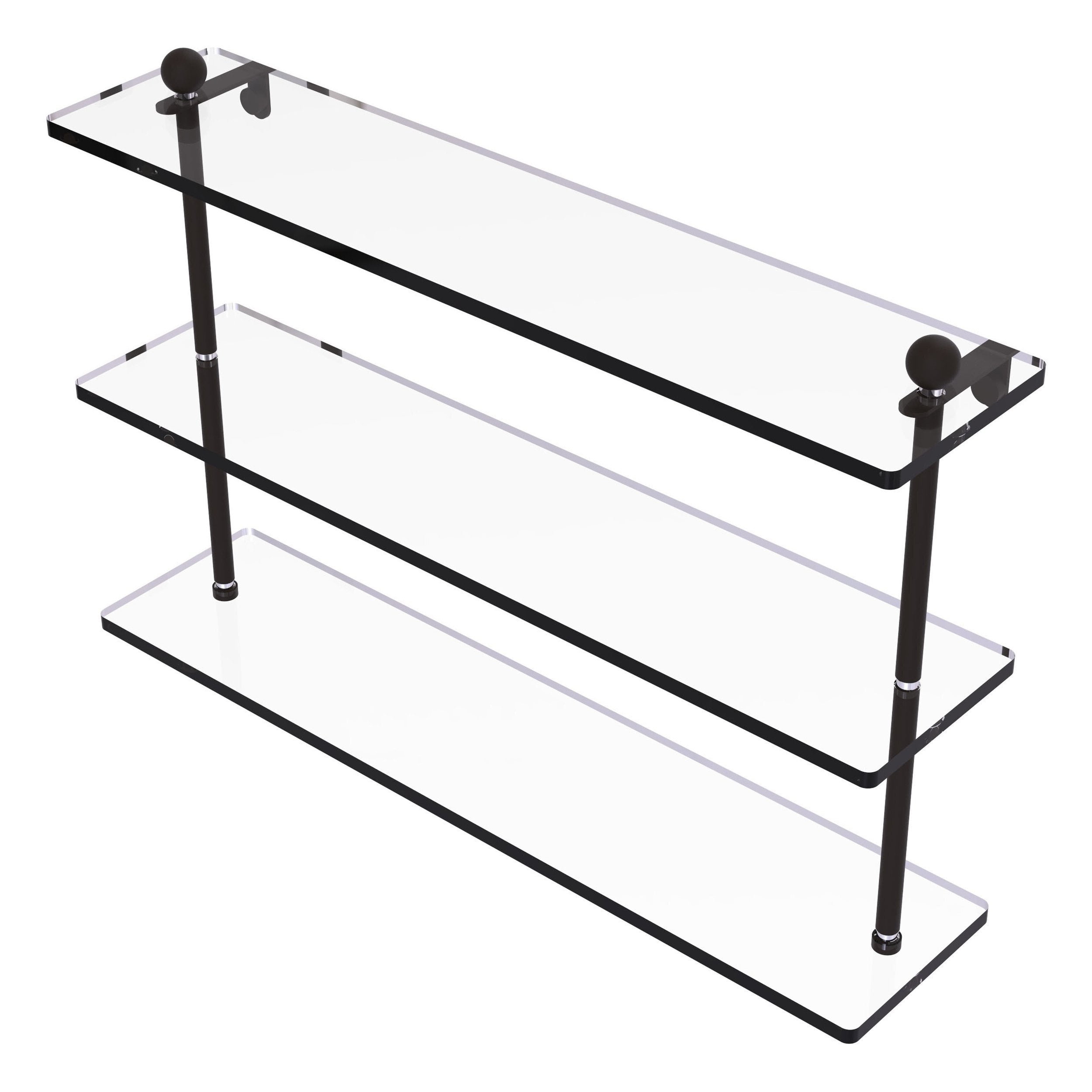 22in Triple Tiered Glass Shelf in Oil Rubbed Bronze