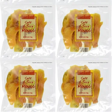 4 Packs Trader Joe's Dried Fruit Soft & Juicy Mango 6 oz Each Pack