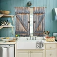 thumbnail image 5 of Farmhouse Wooden Barn Door Kitchen Curtains Country Vintage Farm Wood Kitchen Window Curtains Rustic Western Small Short Cafe Tier Curtains Over Sink Drapes Treatment Fabric 2 Panels (26x36 Inch), 5 of 5