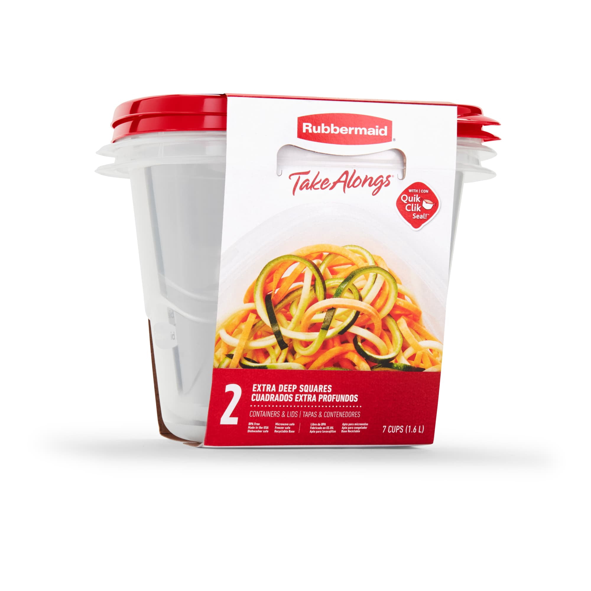 (2 pack) Rubbermaid TakeAlongs Food Storage Containers (Set of 2) 7 Cups Squares