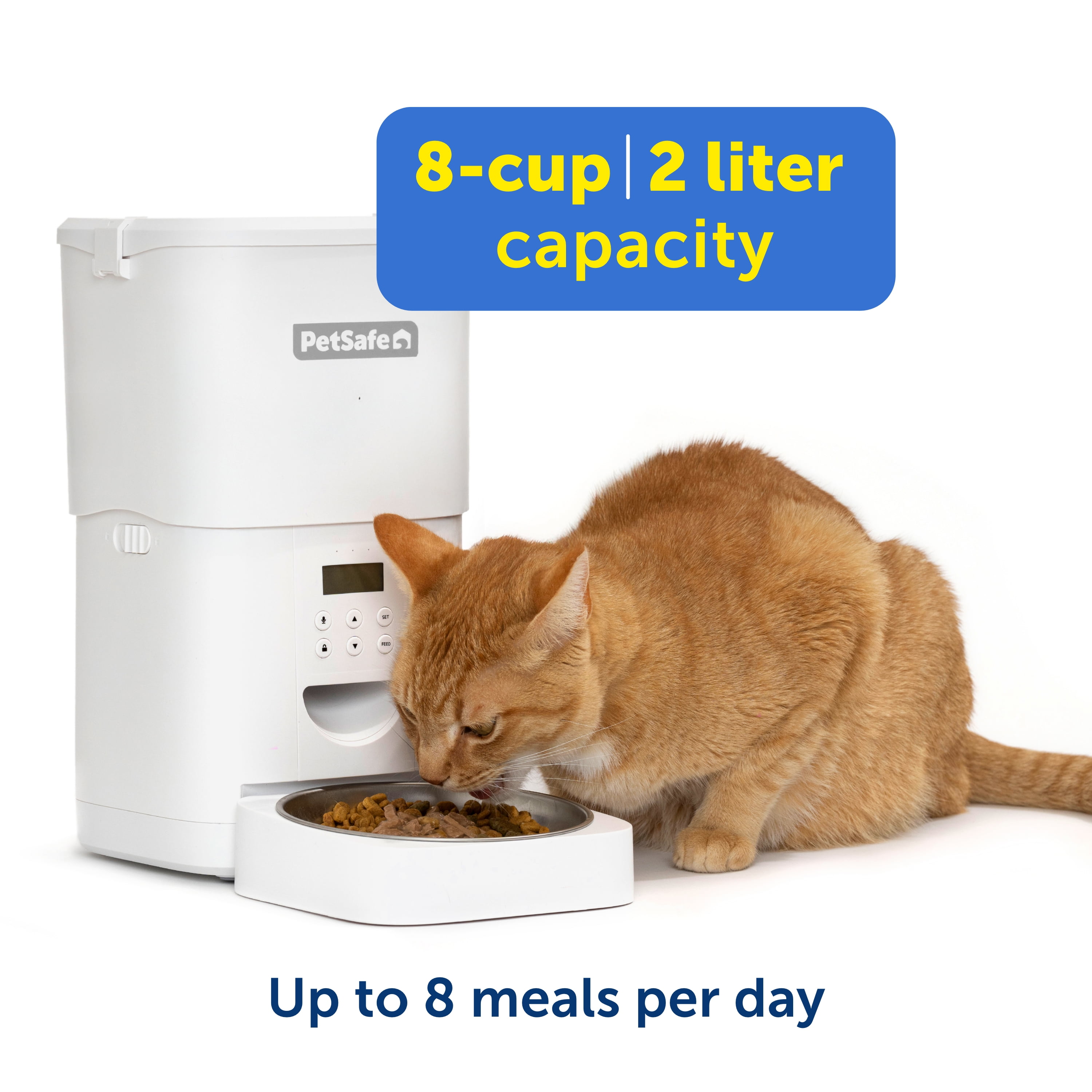 PetSafe FlexFeed Automatic Pet Feeder, 8-cup/2L – Timed Cat and Small Dog Feeder with Portion Control, White